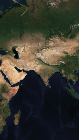 Indian Flag Appears in India Country Borders on Realistic Map Animation Outline | High Resolution, Vertical