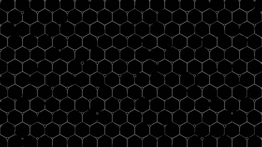 Animation pattern set, seamless 5-second loop, moving hexagon lines and dots, motion graphics collection for overlay and decorative purposes.
