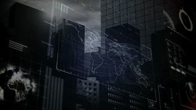 Digital world map overlay being animated on cybernetic HUD, showing streaming connection lines. Futuristic, technology, data, innovation, interface, holography, cybersecurity - Powered by Shutterstock - Get 15% off with code: PIKWIZARD15