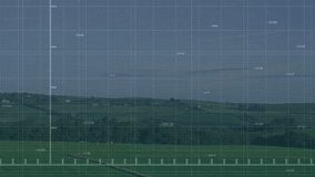 Red line graph climbing over rural farmland, showing floating numeric labels and flat grid. Financial analysis, data visualization, rural landscape, agricultural sector, digital overlay, infographic - Powered by Shutterstock - Get 15% off with code: PIKWIZARD15