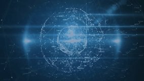 3D node globe rotating in digital network scene, featuring hexagon icons with cloud, gears, wrench. Futuristic, technology, connectivity, innovation, digital, network, abstract - Powered by Shutterstock - Get 15% off with code: PIKWIZARD15