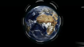 3D globe being animated in black void, with holographic HUD rings and glowing green network lines. Futuristic, technology, data visualization, virtual, interface, network, digital - Powered by Shutterstock - Get 15% off with code: PIKWIZARD15