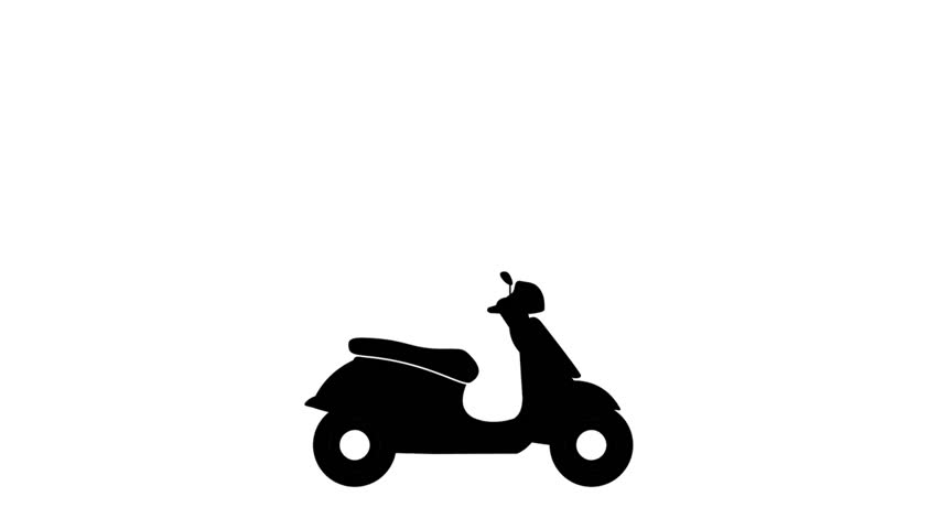 This is an animated video of the Vespa icon, suitable for use in content videos, travel, tours, holidays, advertisements, automotive, applications, motorbike sales, moving advertisements,