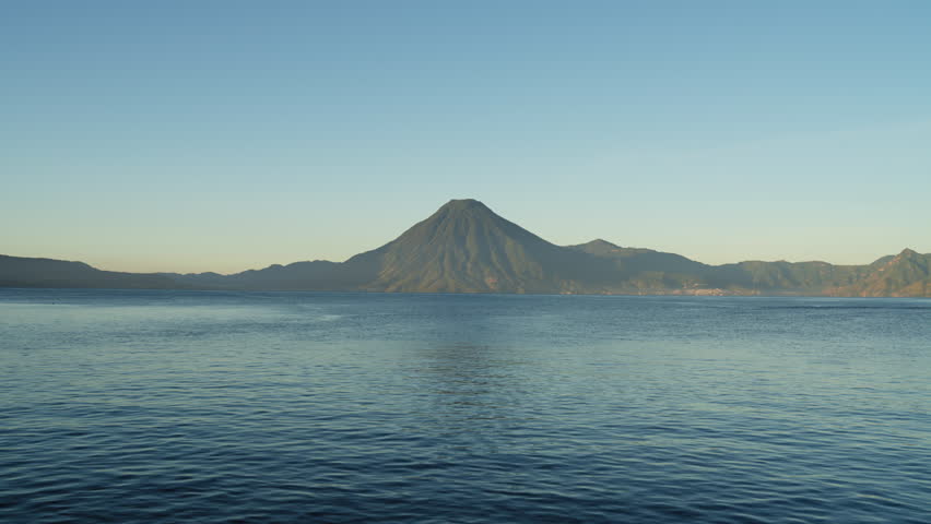 View of Lake Atitlan and volcano, Panajachel village