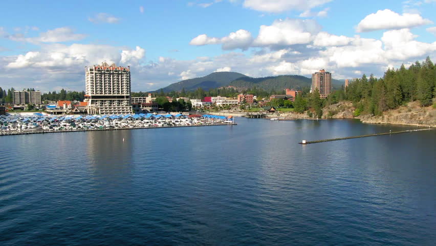 Aerial Panning Scenic View Of The Coeur D