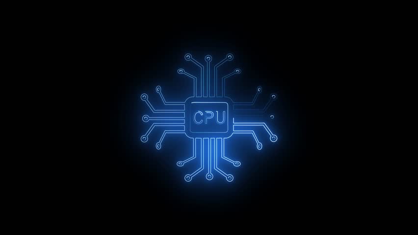 computer processor icon, simple logotype CPU icon animation.