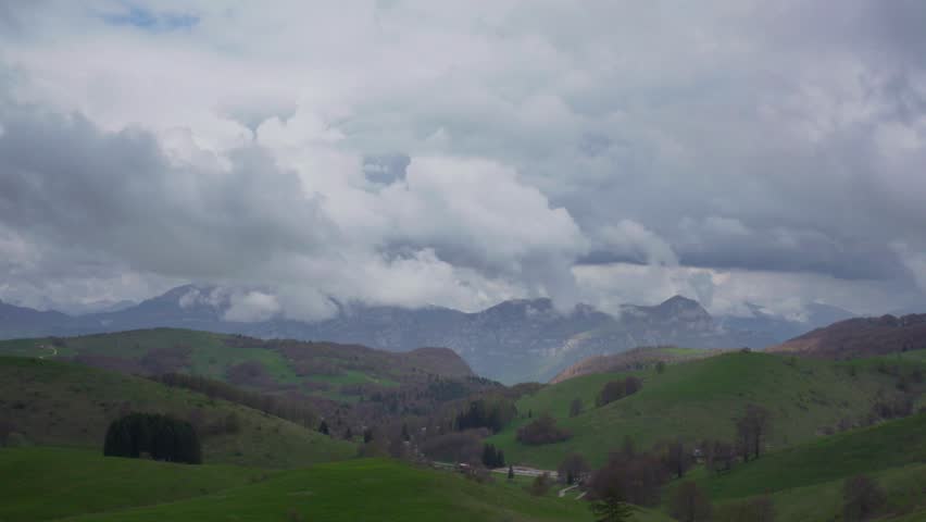 Timelapse of Clouds Over Mountains in Lessinia Plateau