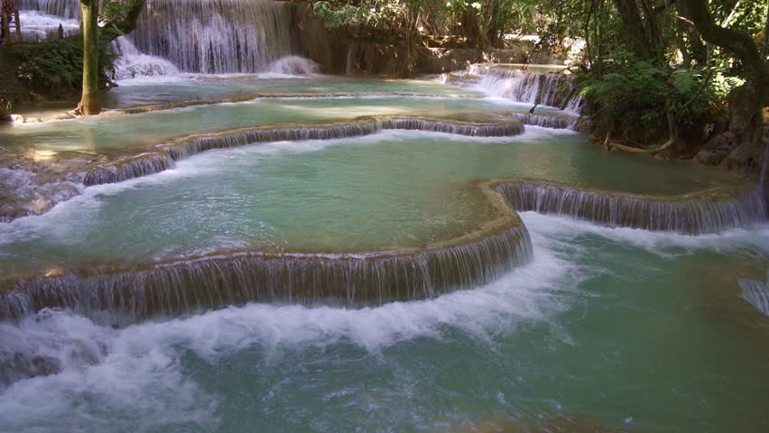 Kuang Si Waterfall, Luang Prabang, Laos. 4k video footage
