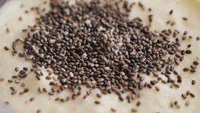 Ready to eat natural yogurt. Healthy snack. Protein yogurt with chia seeds. High quality 4k footage - Powered by Shutterstock - Get 15% off with code: PIKWIZARD15