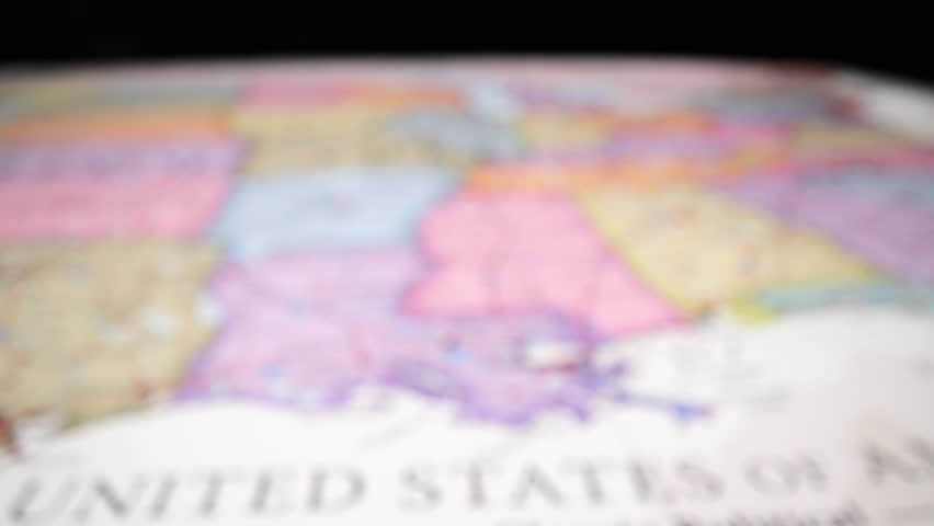 Baton Rouge City In Louisiana Map Of United States Of America. - rack focus, zoom in shot
