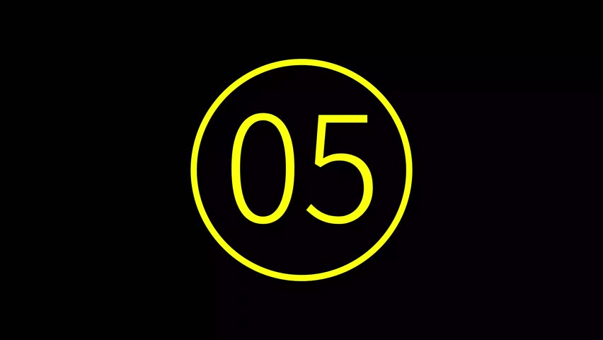 5 second countdown timer with a yellow circle suitable for websites, presentations, social media posts, and advertisements
