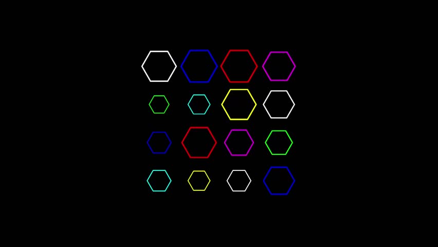 Colorful hexagonal shapes buffering symbol on plain black background