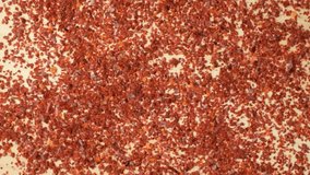 Fresh Chili Peppers Fall Into Crushed Dry Chili Pepper Seasoning Top View Slow Motion. - Powered by Shutterstock - Get 15% off with code: PIKWIZARD15