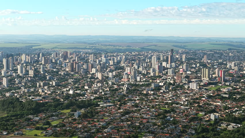 Panoramic aerial view of urban development in Cascavel, Paraná, Brazil
