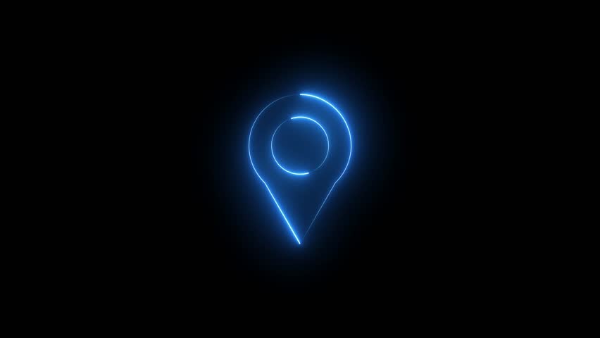 Glowing neon light location icon. Location symbol glowing. Neon glowing location pin map marker.