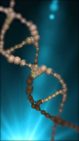 
 The DNA chain rotates in a helix.This video make a perfect concept for human DNA, microbiology, RNA protein, pharmaceutical health, genetics, stem cell research, healthcare, or the human genome. 
