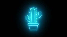 Electric Blue Neon Cactus Icon – Glowing Succulent Plant Clipart in Pot on Dark Background for Digital Use - Powered by Shutterstock - Get 15% off with code: PIKWIZARD15