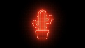 Neon Cactus Illustration – Glowing Minimalist Desert Plant in red Light - Powered by Shutterstock - Get 15% off with code: PIKWIZARD15