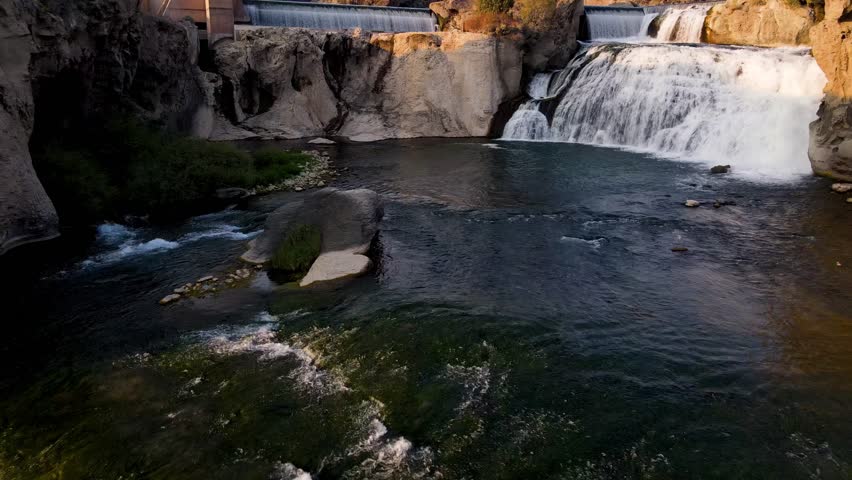 Aerial shot of the beautiful Shoshone Falls on the Snake River in Twin Falls Idaho