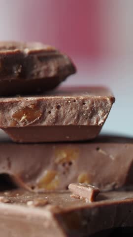 Enjoying rich chocolate bars with caramel pieces on display