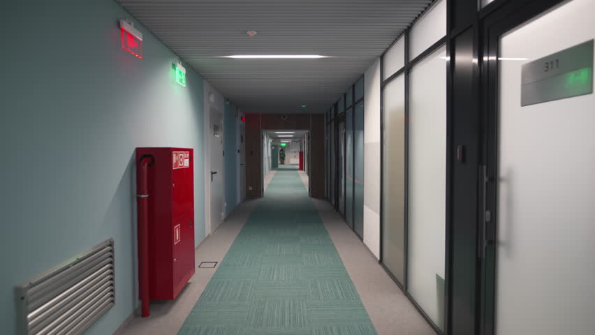 Hallway designed with modern materials and muted lighting. Structure serves clinical efficiency. Corridor guides flow of daily operations