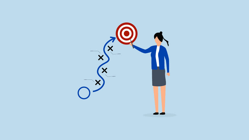 Strategy planning, 4k animation of businesswoman present strategic plan to success.