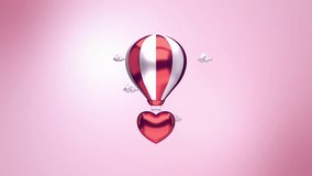 Cute 3D red and white coloured heart and cartoon balloon on pink background in a seamless loop... - Powered by Shutterstock - Get 15% off with code: PIKWIZARD15