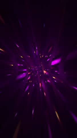 Shiny glowing neon disco lights vertical background with flowing colorful particles and light flares. This trendy glittering party background animation is full HD and a seamless loop.