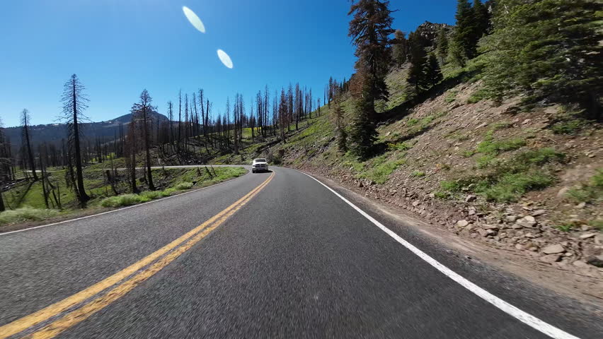 Lassen Volcanic National Park Diamond Peak 04 Front View Driving Plates of Volcanic Legacy Scenic Byway Southbound California USA Ultra Wide