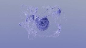 Abstract blue-violet particle cloud forming and dispersing from 3D shape, 4k animation. 2160p  - Powered by Shutterstock - Get 15% off with code: PIKWIZARD15