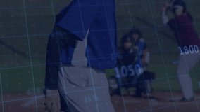 Four women baseball players interacting with animated line graphs showcasing technology metrics. Sports, teamwork, innovation, performance, outdoor, energetic, competitive - Powered by Shutterstock - Get 15% off with code: PIKWIZARD15