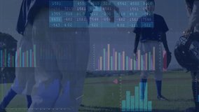 Softball team celebrating high-fives on grassy field, displaying finance bar charts and line graphs. Team, camaraderie, celebration, outdoor, vibrant, success, collaboration - Powered by Shutterstock - Get 15% off with code: PIKWIZARD15