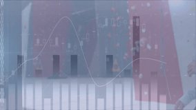 Woman reaching out to red climbing wall in gym, showcasing animated financial data graphics. Fitness, health, determination, modern, technology, industry, motivation - Powered by Shutterstock - Get 15% off with code: PIKWIZARD15