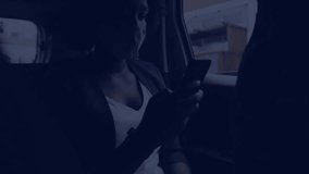 woman wearing mask using smartphone by train window showing technology code and encryption data. Professional, tech, modern, cybersecurity, urban, digital, innovation - Powered by Shutterstock - Get 15% off with code: PIKWIZARD15