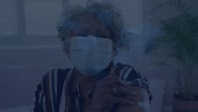 senior woman receiving vaccination indoors, showing floating finance candlestick bars and numbers. Wellness, health, digital, finance, technology, elderly, safety - Powered by Shutterstock - Get 15% off with code: PIKWIZARD15