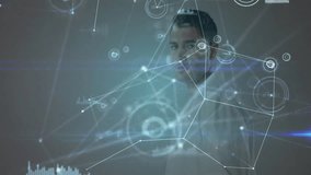 Technology analyst interacting with tablet, projecting holographic network nodes and chart overlays. Futuristic, technology, digital, data, interface, innovation, abstract - Powered by Shutterstock - Get 15% off with code: PIKWIZARD15