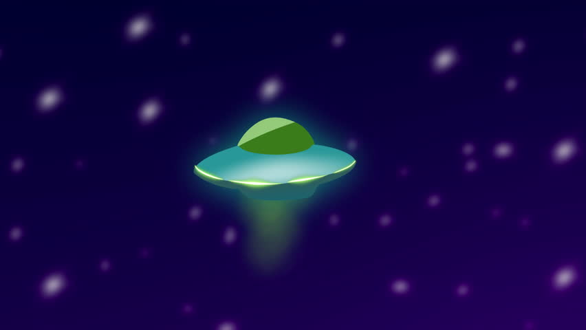 Looping animation of flying saucer morphing into alien monster, diving into water, then reemerging and returning to UFO form seamless scifi transformation