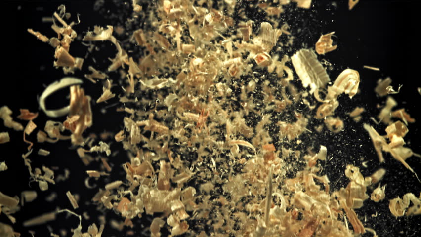 The sawdust flies up and down. Filmed on a high-speed camera at 1000 fps. High quality FullHD footage