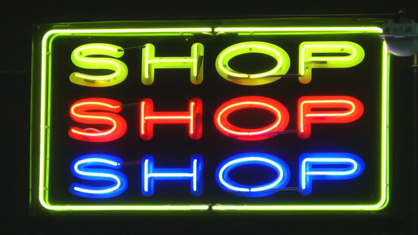 Neon shop sign at night | Shutterstock HD Video #3783539