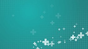 Healthcare medical cross pattern. Green mathematical plus symbols pattern. Scientific technology background with grid. Loop animated frame. - Powered by Shutterstock - Get 15% off with code: PIKWIZARD15
