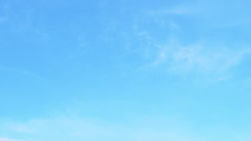 Pure Azure Sunny Sky Light Gentle White Clouds Time Lapse , Clear Blue Firmament, Slow Motion. Cirrus Clouds in Blue Clean Skyscraper on Sunny Day, Air, Atmosphere. Beautiful Background Heaven Sky.