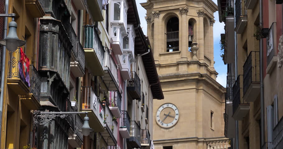 Pamplona cathedral from the old street city, Navarre, Spain