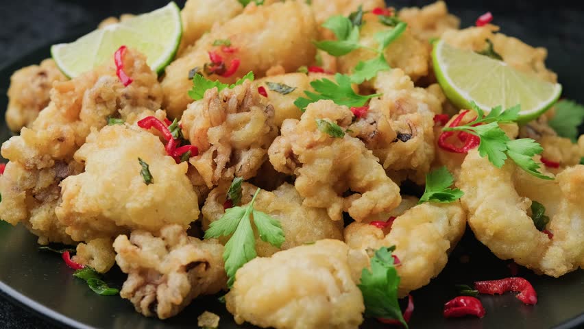 Salt and Pepper Cuttlefish. Deep fried cuttlefish. Mediterranean food