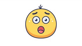 A surprised yellow emoji with wide eyes and an open mouth, expressing shock or disbelief. Looping Animation - Powered by Shutterstock - Get 15% off with code: PIKWIZARD15