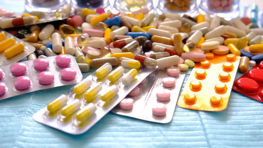 medicines tablets and capsules. Selective focus.