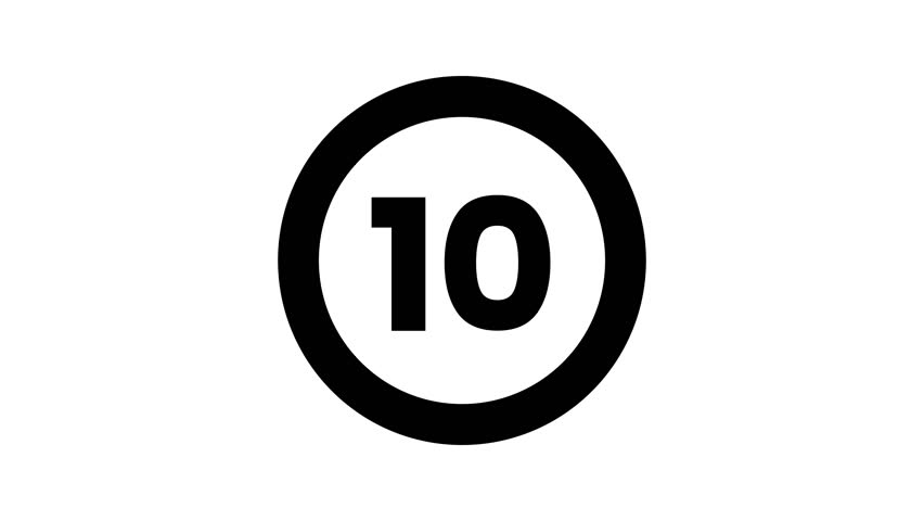 10 second circular countdown animation from 10 to 0