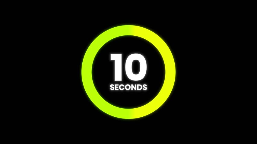 Elegant 10 second countdown animation set against a black background