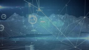 3D low-poly mesh terrain shifting under glowing network lines, bar charts, circular HUD elements. Futuristic, technology, data visualization, digital, geometric, cyber, innovation - Powered by Shutterstock - Get 15% off with code: PIKWIZARD15