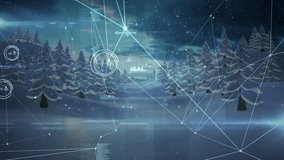 Holographic network glowing across snowy pine valley, overlaying floating data charts in 3D render. Winter, technology, futurism, innovation, data, visualization, abstraction - Powered by Shutterstock - Get 15% off with code: PIKWIZARD15