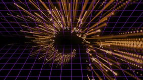 Neon-rainbow MASSIVE SALE text glitching, glowing and bursting with golden sparks over purple grid. Futuristic, digital, vibrant, cyber, abstract, energetic, neon - Powered by Shutterstock - Get 15% off with code: PIKWIZARD15